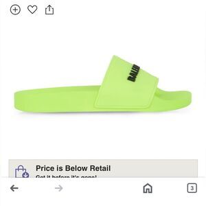 BALENCIAGA Pool Slide logo detailed rubber slides lime size 7 NWT in box‎